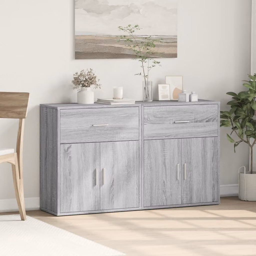 Set di 2 credenze vidaXL in legno e MDF grigio per sala da pranzo, L 60 cm x P 31 cm x H 70 cm