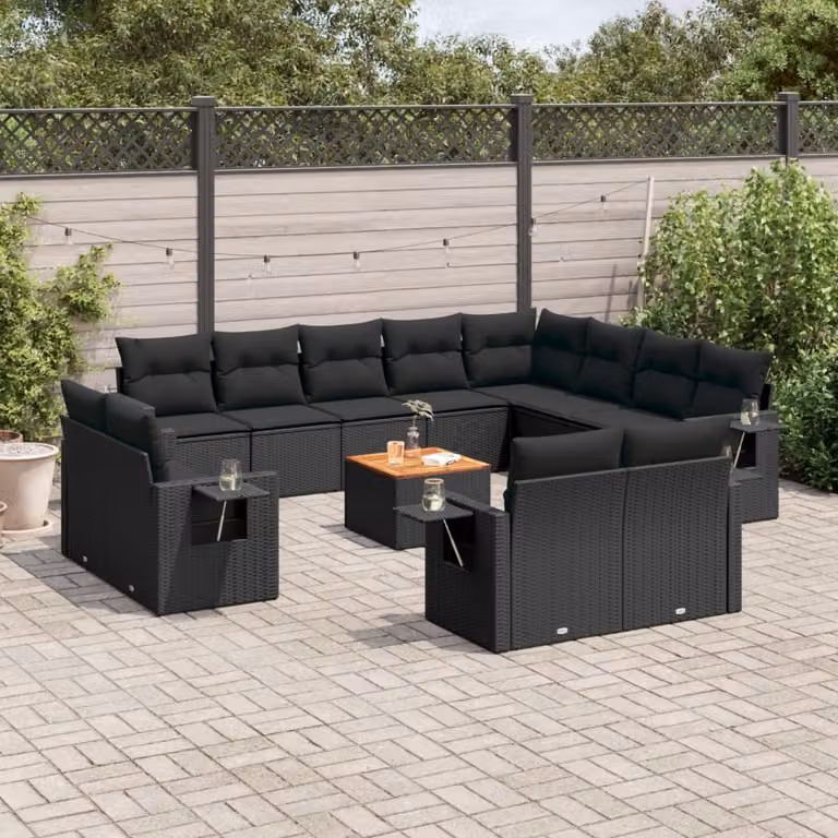 Maison Exclusive - Set Divani da Giardino 13pz con Cuscini Nero in Polyrattan