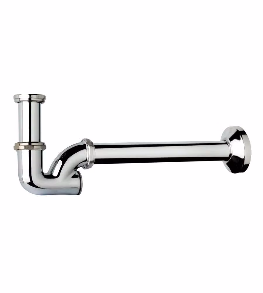 Sifone a "U" 1" in ottone cromato, per bagno
