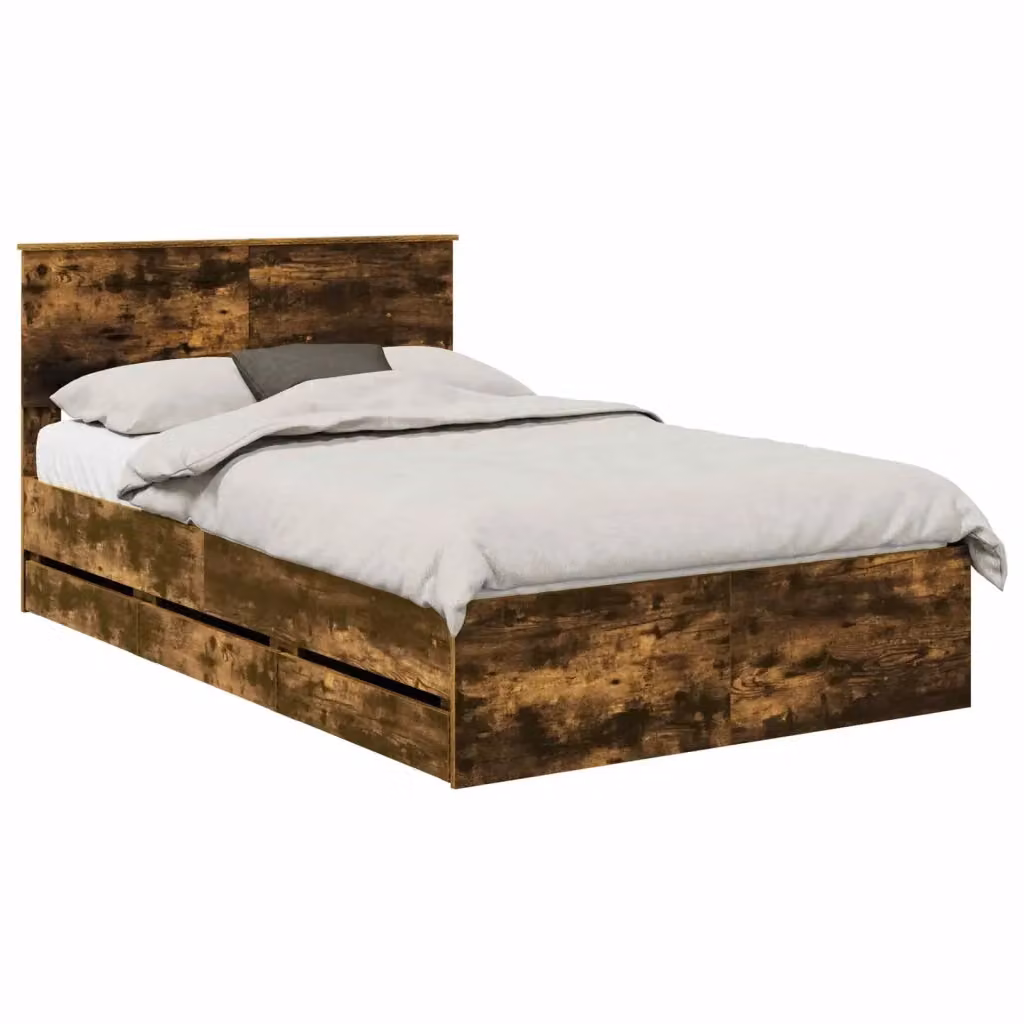 Struttura del letto con cassetto vidaXL in rovere fumé marrone L/P/H: 120 x 200 cm – 2