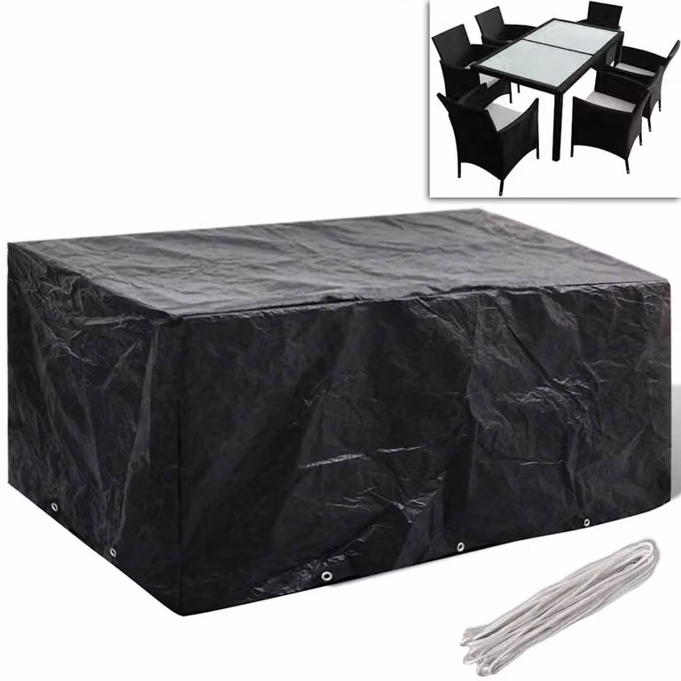 Copertura per Mobili da Giardino vidaXL con 8 Occhielli, Colore Nero, L 240 x P 140 x H 90 cm