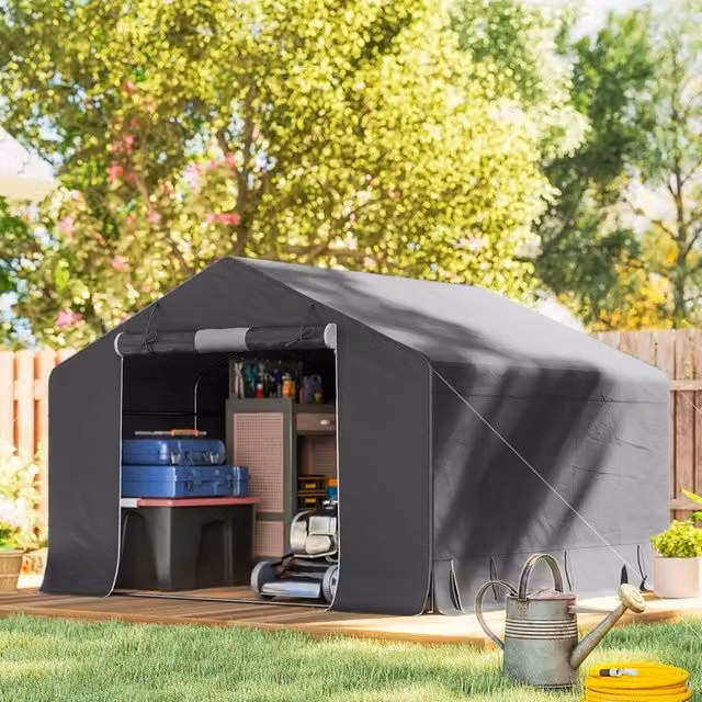 Tenda garage WISHDOR con finestra, struttura in acciaio zincato e plastica, colore antracite, L 3 x P 3 x H 2,3 m