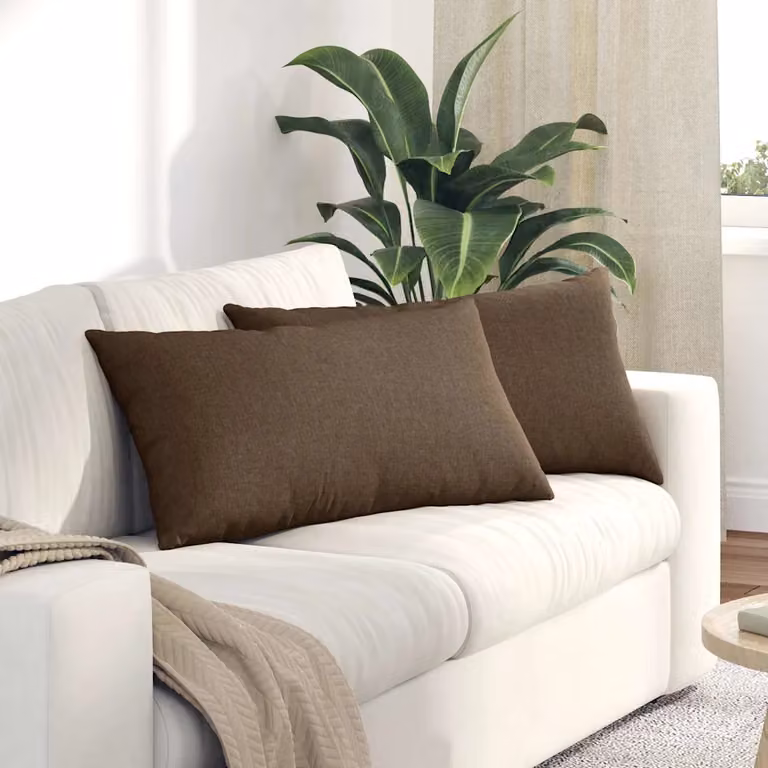 Set di 2 cuscini da divano vidaXL in tessuto marrone, forma rettangolare, L 80 cm x P 40 cm x H 40 cm