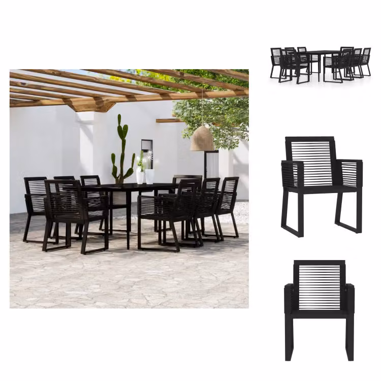 vidaXL Set da pranzo da giardino 9 pezzi nero - Set di mobili da giardino