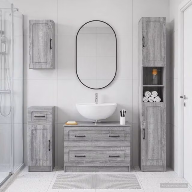 Set di Mobili da Bagno da 4 Pezzi UTRECHT Sonoma grigio 3417978
