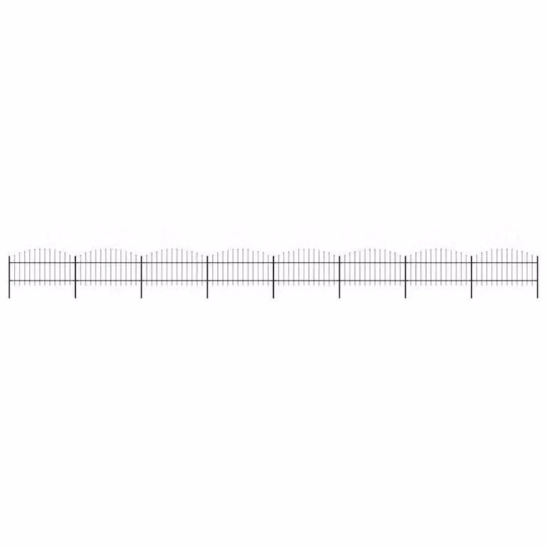 Recinzione da giardino vidaXL con punta a lancia in acciaio nera, L: 1405 cm, H: 125 cm