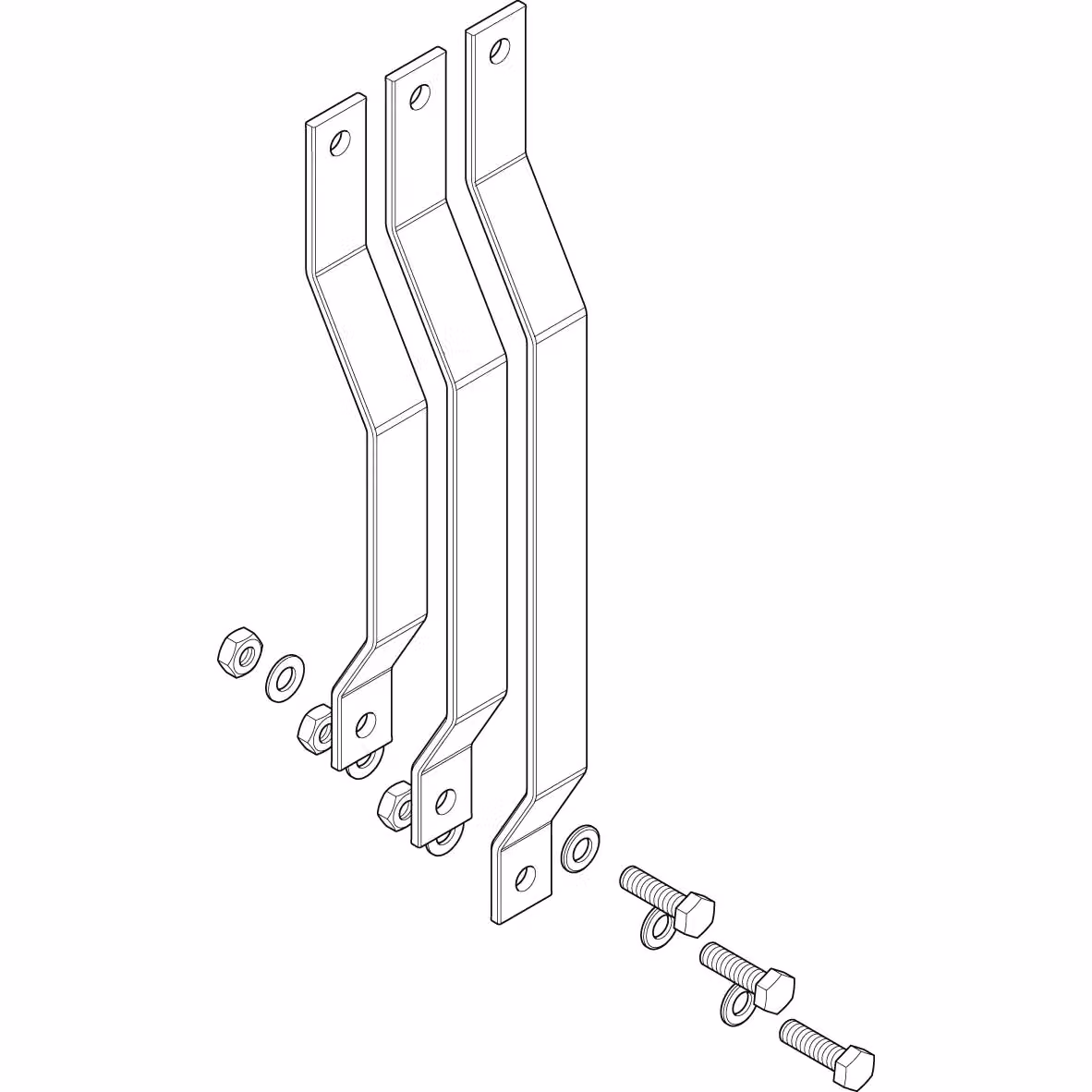 Set di barre di collegamento ABN a 3 poli in rame (CU) 30x5 mm da LSS/LTS 400 A a SAS 60 mm con 30x5 CU XAS740SE