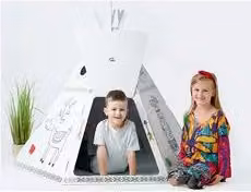 Tenda giocattolo colorabile Paper Tipì Tent Biemme Bianco L: 126 cm, P: 122 cm, H: 141 cm