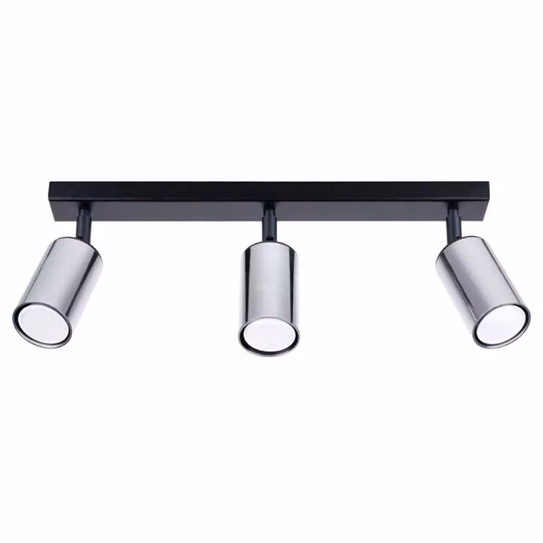 Lampada da soffitto WINX 3 nero/cromo 3xGU10 10W acciaio 18.5x6x45cm Sollux Lighting