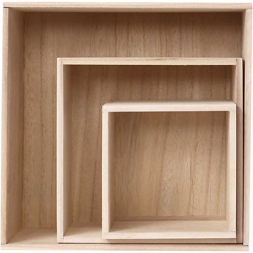 Set di scatole in legno, 28x28x12,5 cm, albero imperiale, 1 set