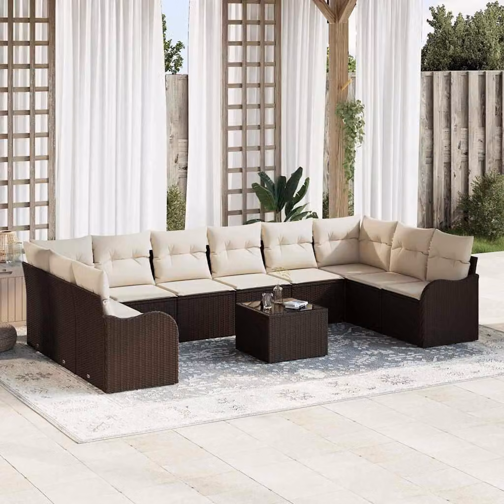 Maison Exclusive - Set Divano da Giardino Marrone polyrattan