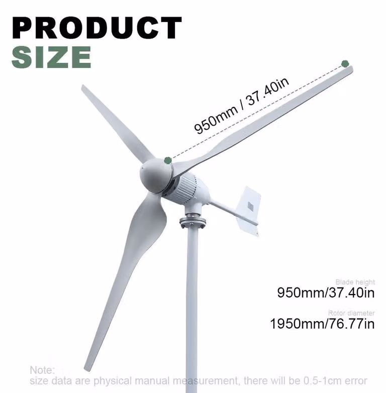 Turbina eolica - Generatore eolico - Energia eolica - Energia sostenibile - 5000W - Alloggiamento in alluminio - 24V