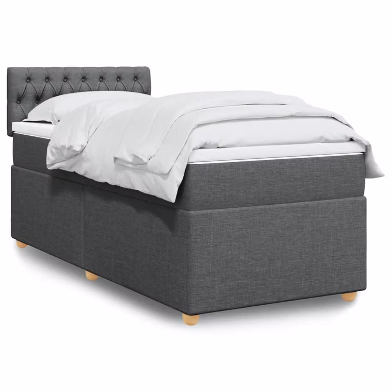 vidaXL Giroletto a Molle Ibrido con Materasso in Tessuto Grigio e Bianco L/P/H: 100 x 200 cm