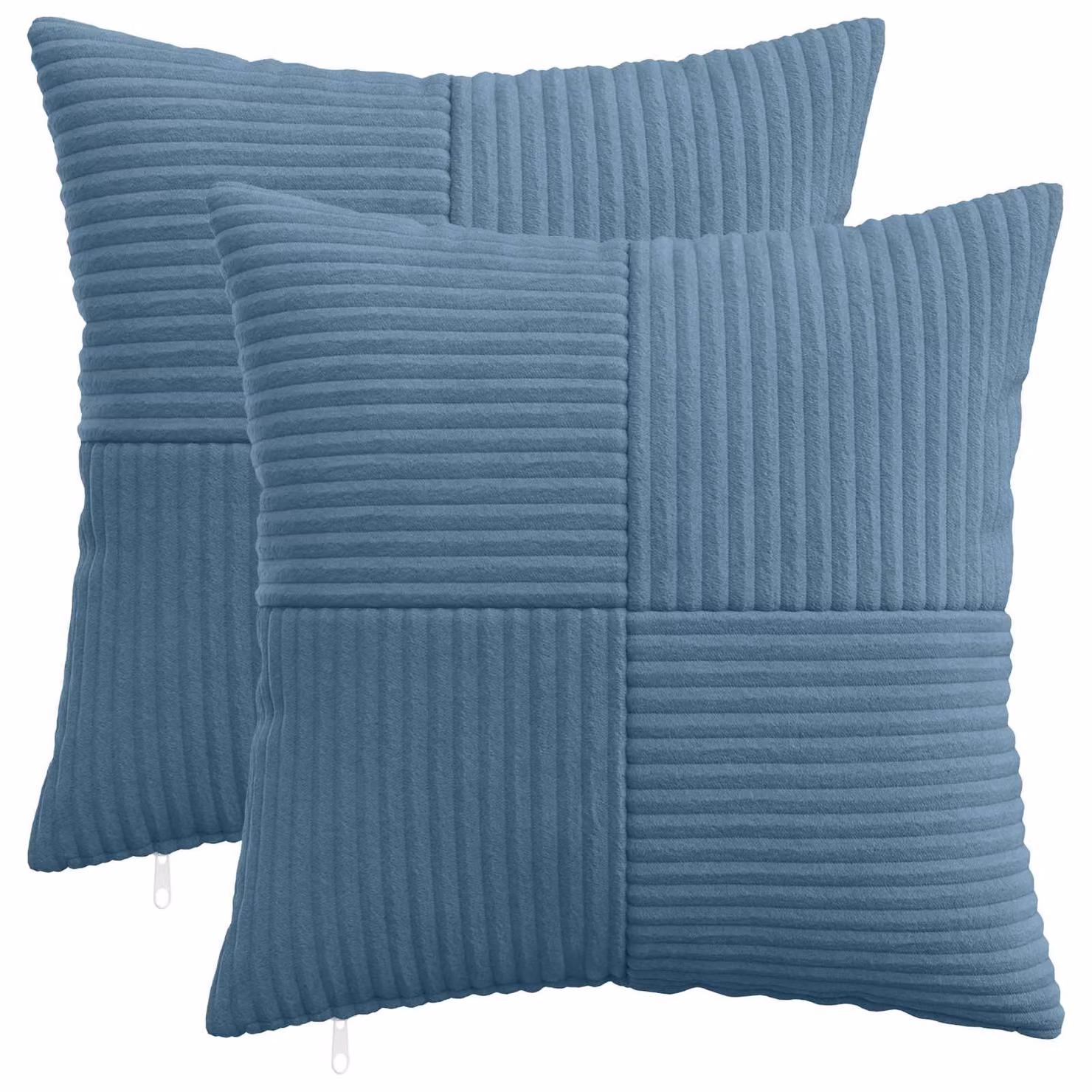 Set di 2 federe vidaXL ALMELO blu in velluto a coste, L 40 x P 40 cm