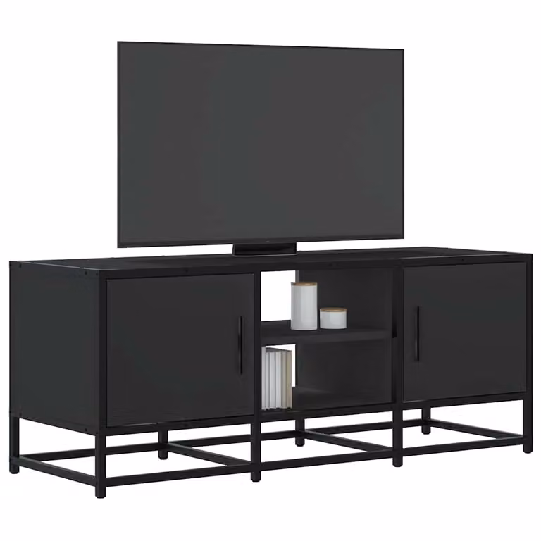 vidaXL Mobile Porta TV Nero 100x35x41 cm in Truciolato e Metallo