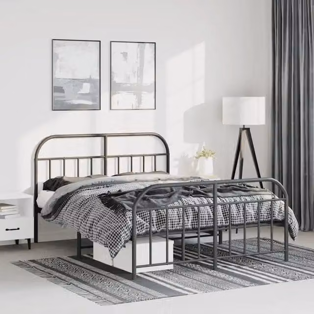 Giroletto vidaXL con testiera e pediera in metallo nero L/P: 150 x 200 cm – 1