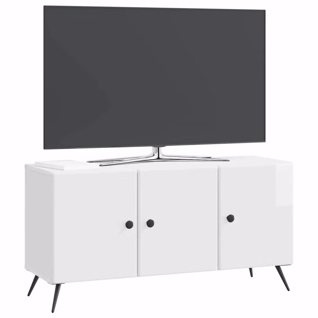 Mobile TV moderno vidaXL in legno MDF bianco lucido L 99 x P 34,5 x H 50 cm – 2
