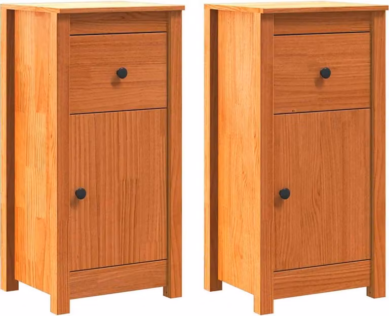 Credenza 2 pcs Marrone cerato 39 x 34,5 x 80 cm Pino massello