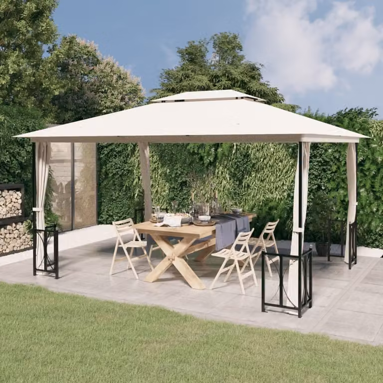 Il Padiglione Living Store con pareti laterali e doppio tetto 3x4 m crema