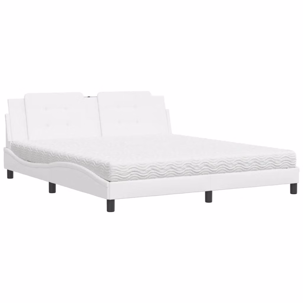 Letto con Materasso Zadar Bianco 180x200 cm in Pelle finta