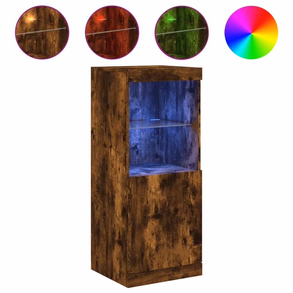 Credenza con Luci LED Rovere Fumo 41x37x100 cm