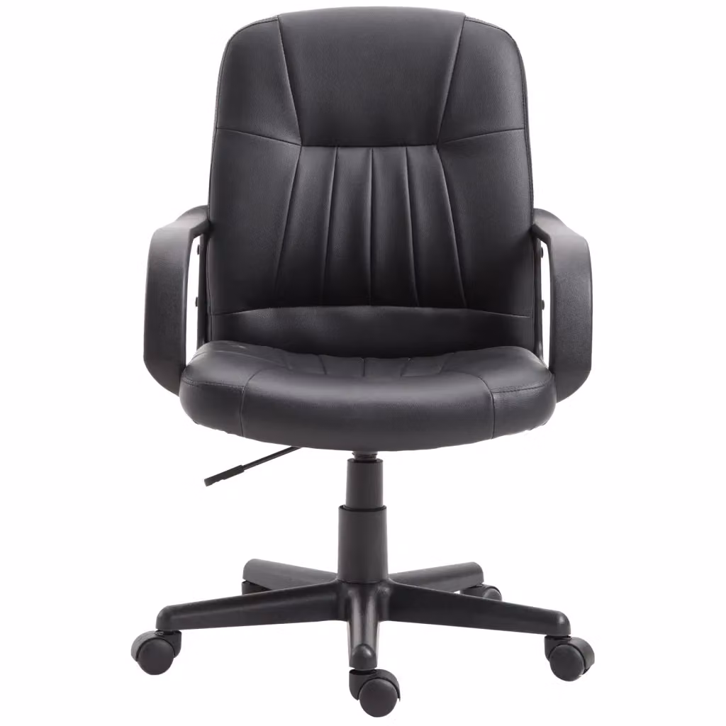 Sedia da ufficio ergonomica girevole Minimal in similpelle nero L/P/H: 60 x 60 x 94-103 cm – 2