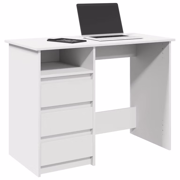 Scrivania moderna vidaXL bianca in MDF con finitura opaca L: 102 cm, P: 50 cm, H: 75 cm