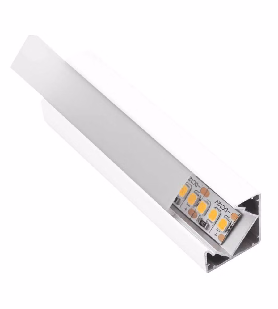 Profilo angolare alluminio LED 2 m bianco con cover opale per angoli