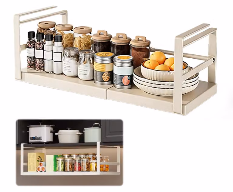 Omgoods - Portaoggetti regolabile da appendere sotto il mobile della cucina