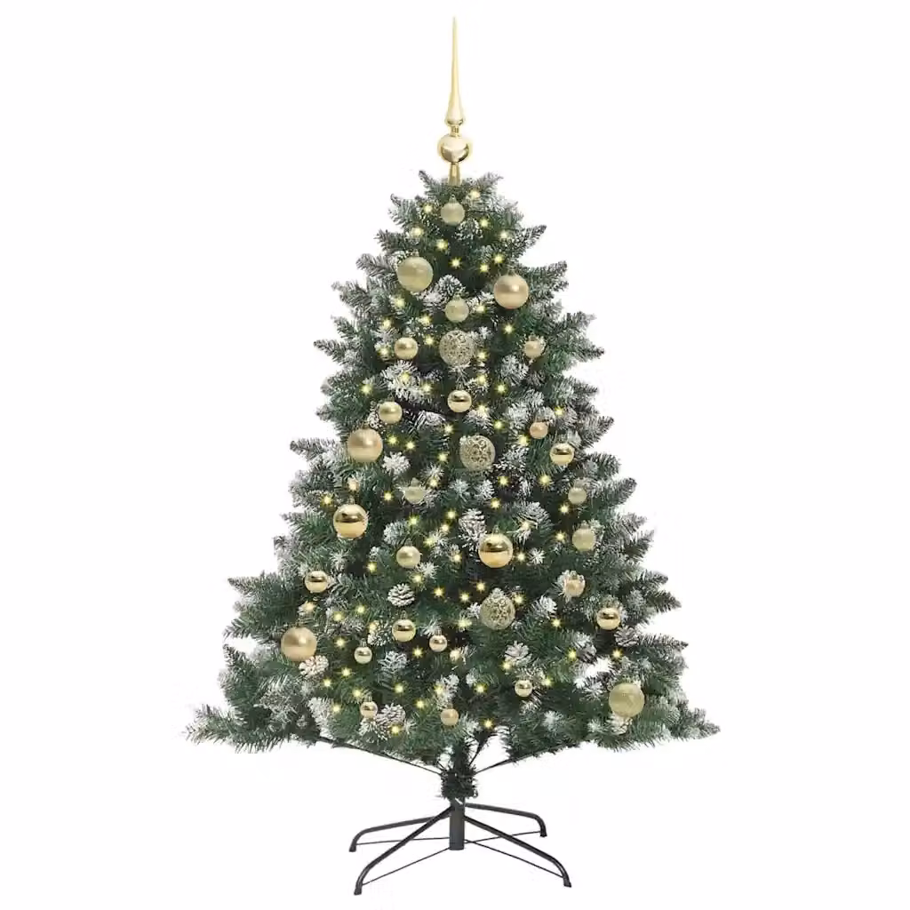 Albero di Natale artificiale verde vidaXL con 150 LED luce bianca calda, Altezza: 150 cm – 2