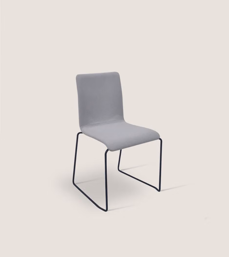 Grauer Einsitzer Mit Edelstahlfüßen Designer Stühle Esszimmer Möbel