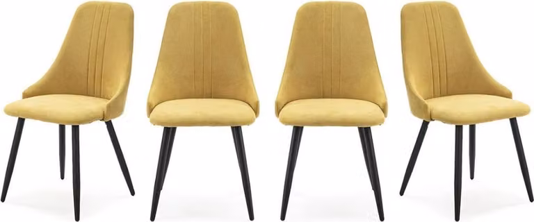 Calicosy - Set di 4 sedie in tessuto con gambe in metallo nero L50 cm - MANI