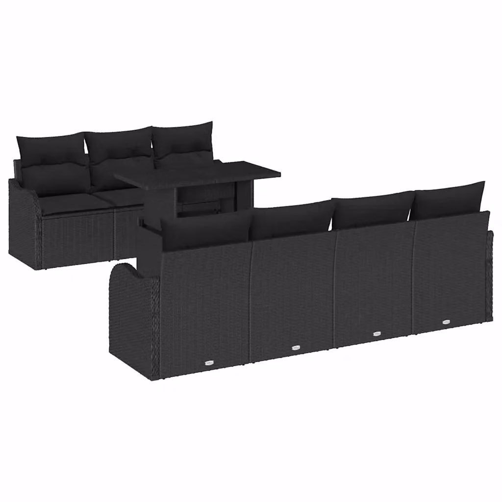 Set Divano da Giardino a L vidaXL 8 Pezzi Nero con Cuscini e Struttura in Metallo – 2