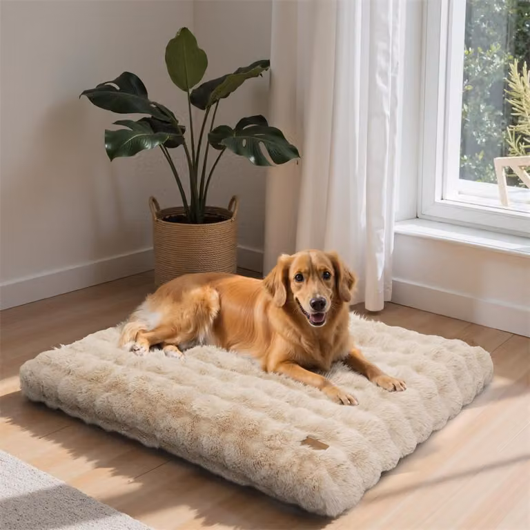 WISFOR letto ortopedico per cani divano per cani divano per cani cuscino per cani grande posto letto, impermeabile lavabile rivestimento rimovibile 2XL: 120x90x12 cm, beige