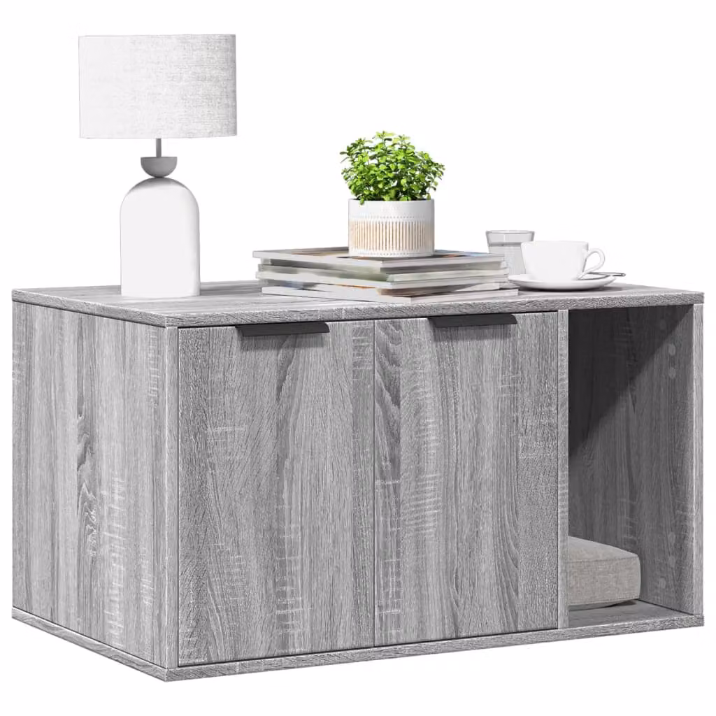 Recinto lettiera per gatti vidaXL in truciolato, colore grigio Sonoma, L 80 cm x P 50 cm x H 45 cm