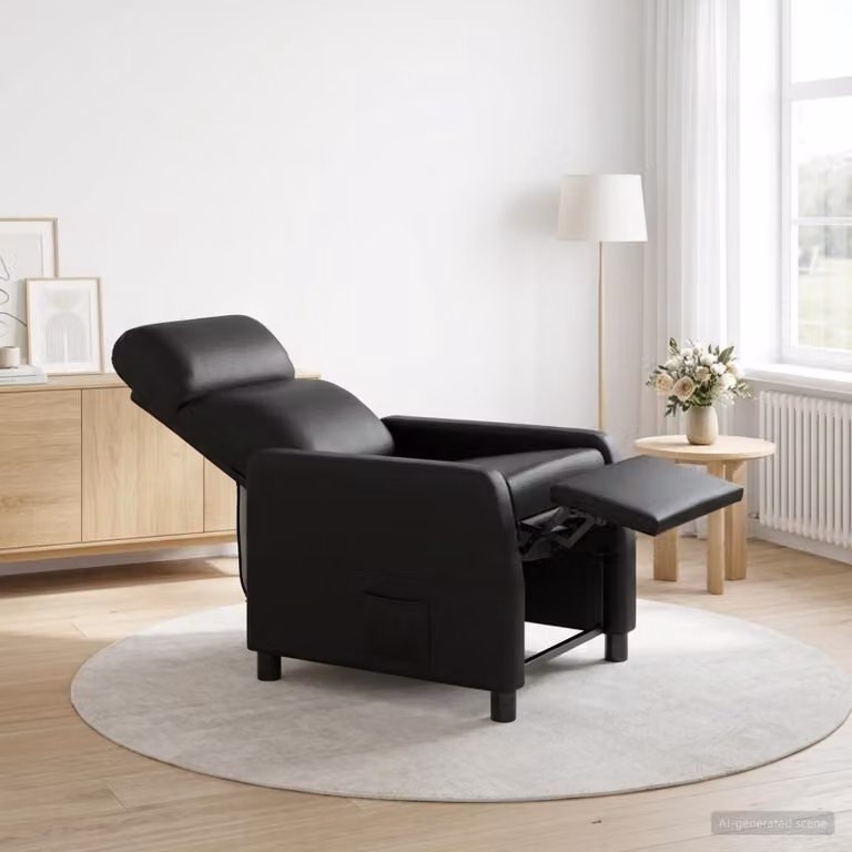 Poltrona relax reclinabile vidaXL in similpelle nera con braccioli per soggiorno o ufficio