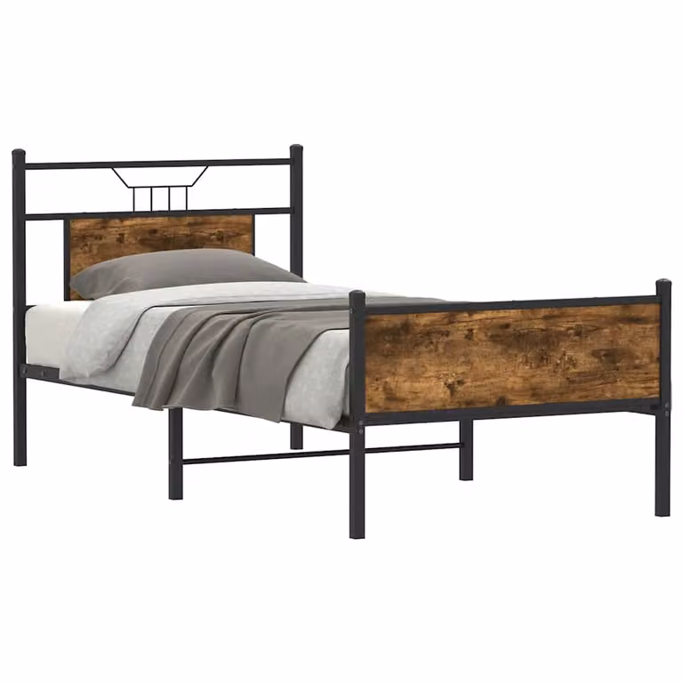 Giroletto senza materasso vidaXL in rovere fumo e metallo, L/P/H: 90 x 200 cm
