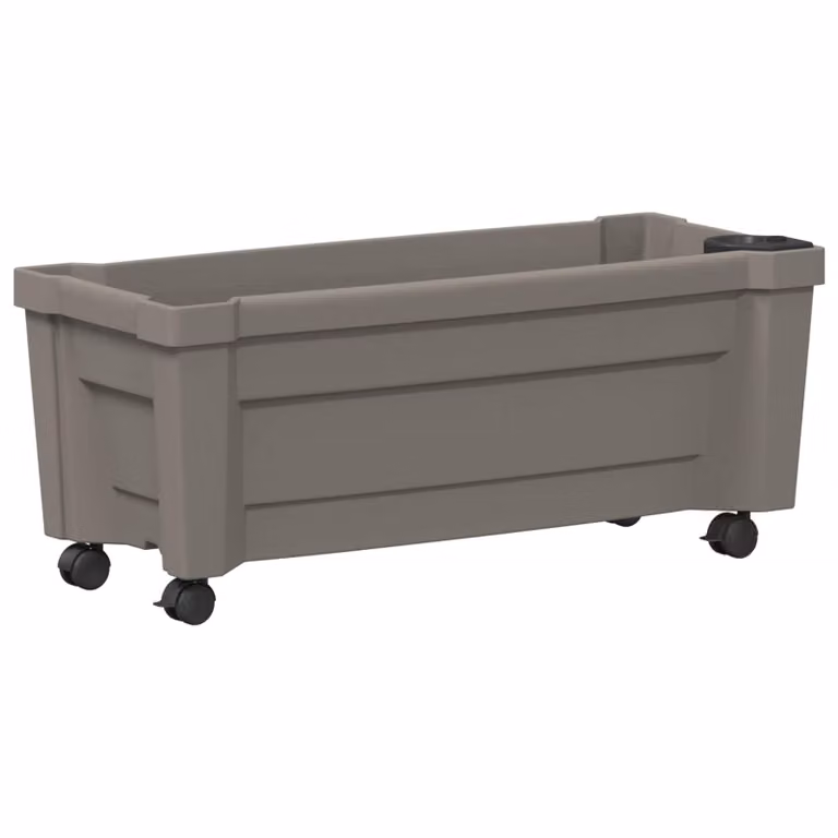 Vaso con ruote Calypso vidaXL in plastica grigio L: 79 cm, P: 35 cm, H: 33 cm