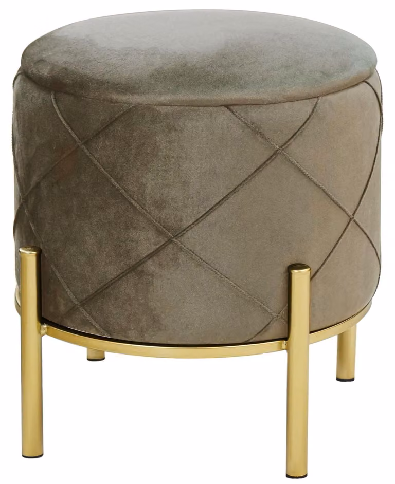 Pouf elegante in velluto, con funzione contenitore e gambe in metallo