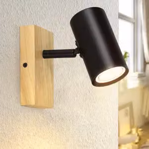 ZMH plafoniera nero faretto da soffitto 1 fiamma legno plafoniera GU10 faretto da soffitto orientabile 350° faretto per soggiorno camera da letto cucina corridoio sala da pranzo