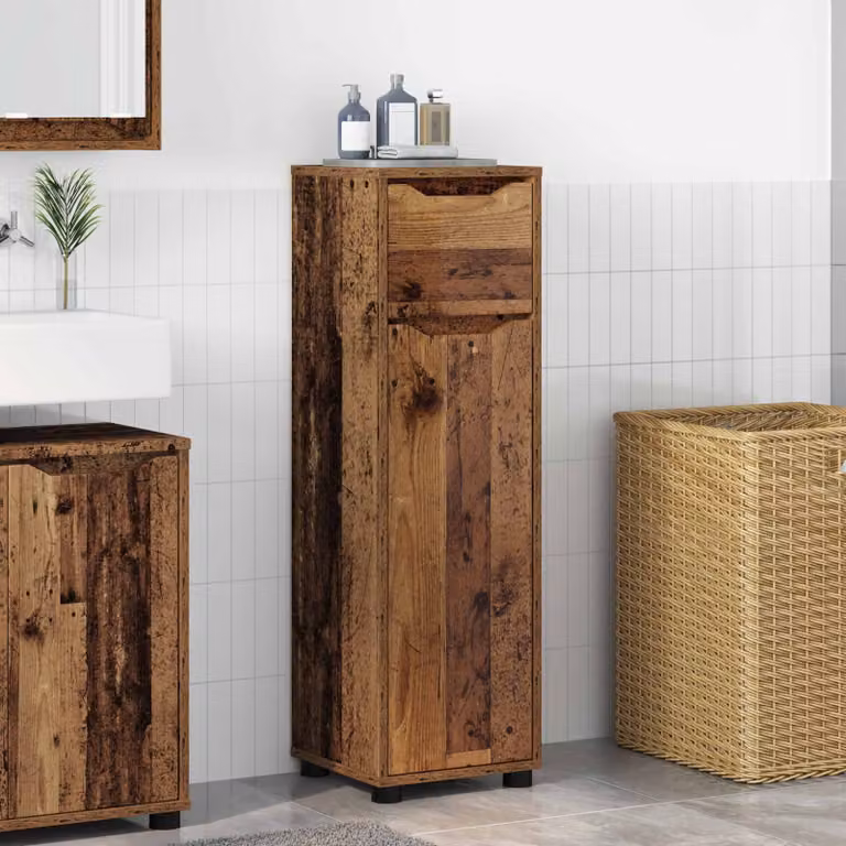 Mobile da bagno vidaXL in legno effetto vecchio marrone con ripiani interni, L/P/H: 30,5 x 30 x 101 cm