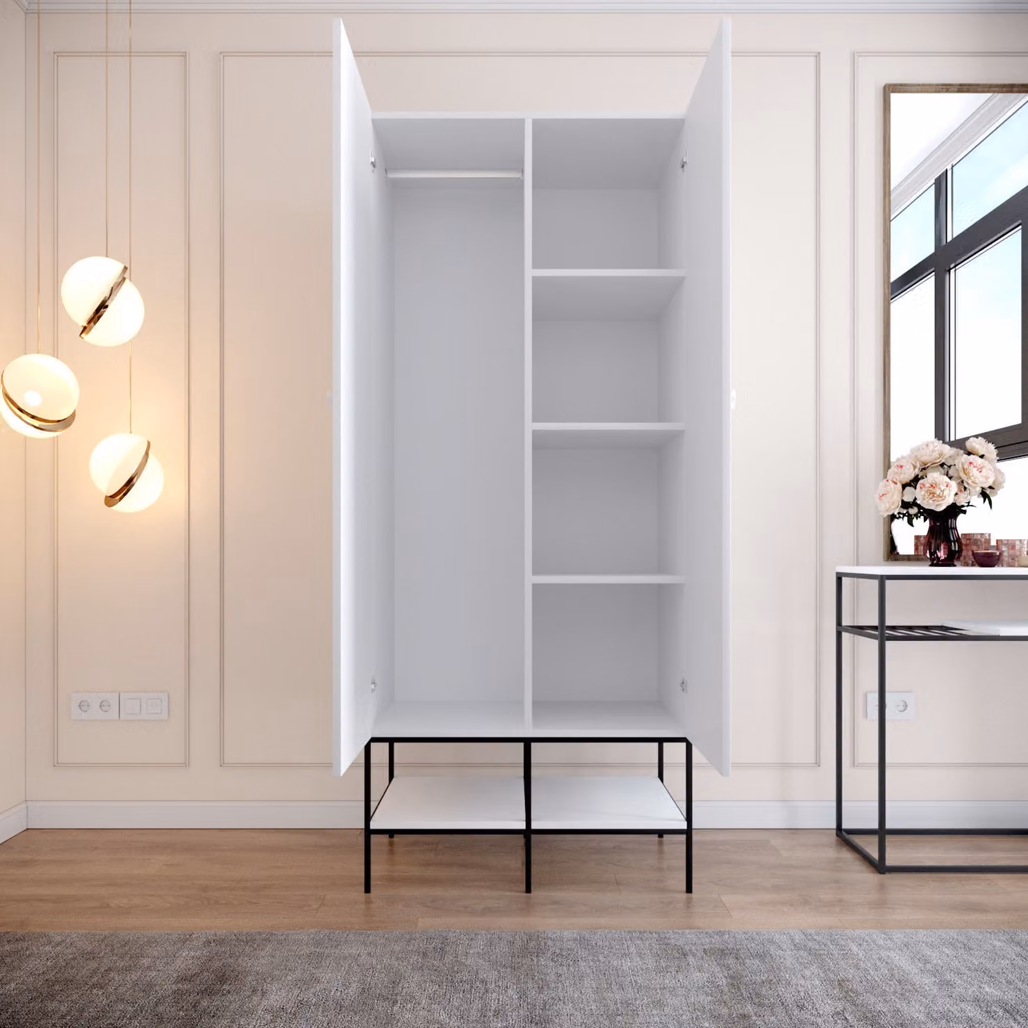 Skye Decor, Martin 2 - Bianco, armadio, bianco, 100% pannelli truciolari rivestiti in melamina, 84 x 50 x 200 cm