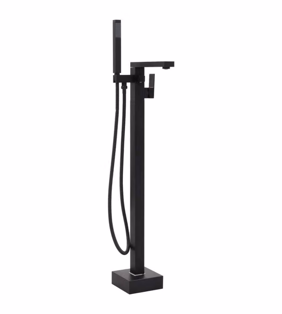 Rubinetto a Colonna Vasca da Bagno Nera Acciaio Inox 90 cm