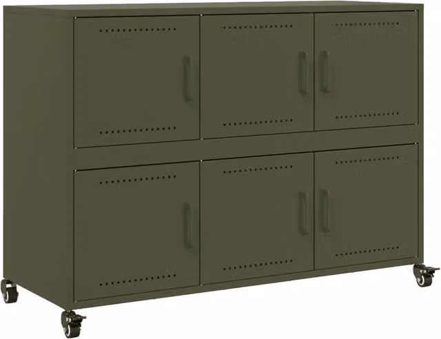 Credenza | Madia | Buffet da pranzo | Armadio da pranzo Verde Oliva 100,5x39x72 cm in Acciaio