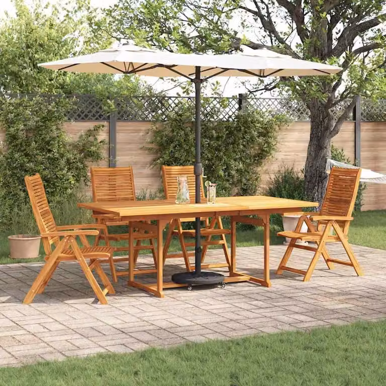 Maison Exclusive - Set da pranzo per esterno, 5 pezzi, legno massello di acacia, color marrone