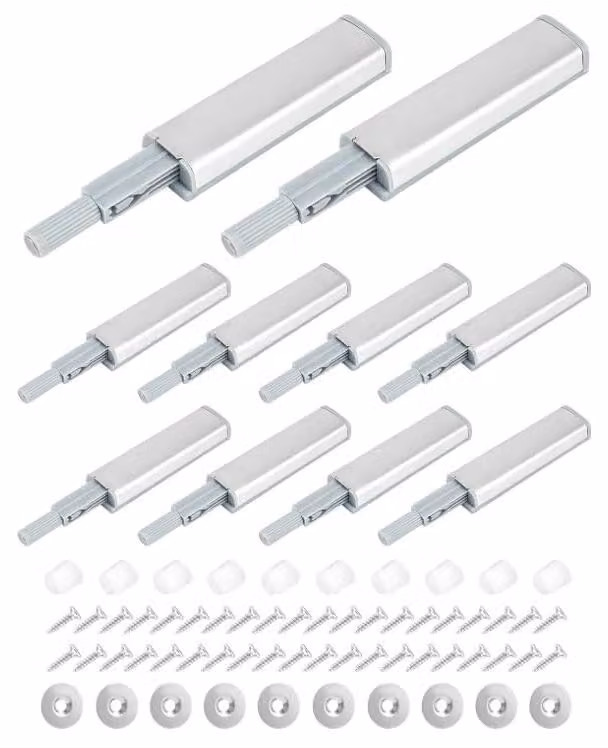 Sistemi di apertura a spinta per porte - Aperture a pressione con chiusura magnetica - Argento - Confezione da 10 pezzi