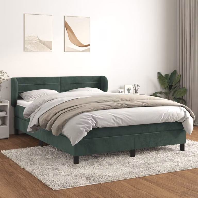 Maison Exclusive - Giroletto a Molle con Materasso Verde Scuro 140x200 cm Velluto