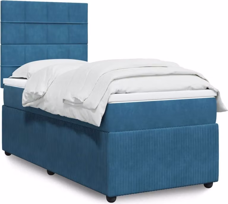 Maison Exclusive - Letto boxspring con materasso blu 80x200 cm velluto