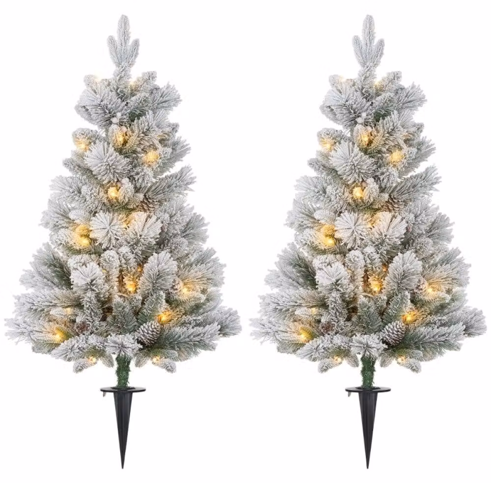 Albero di Natale artificiale - Set da 2 - Albero di Natale tradizionale - Decorazione invernale - Albero festivo - Altezza 107 cm