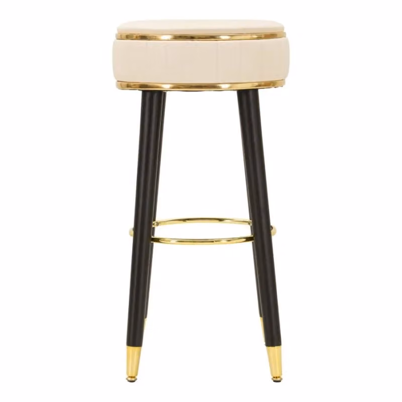Sgabello Bar London Mauro Ferretti Crema con seduta in ecopelle e struttura in metallo, Diametro: 38 cm, Altezza: 74 cm – 2